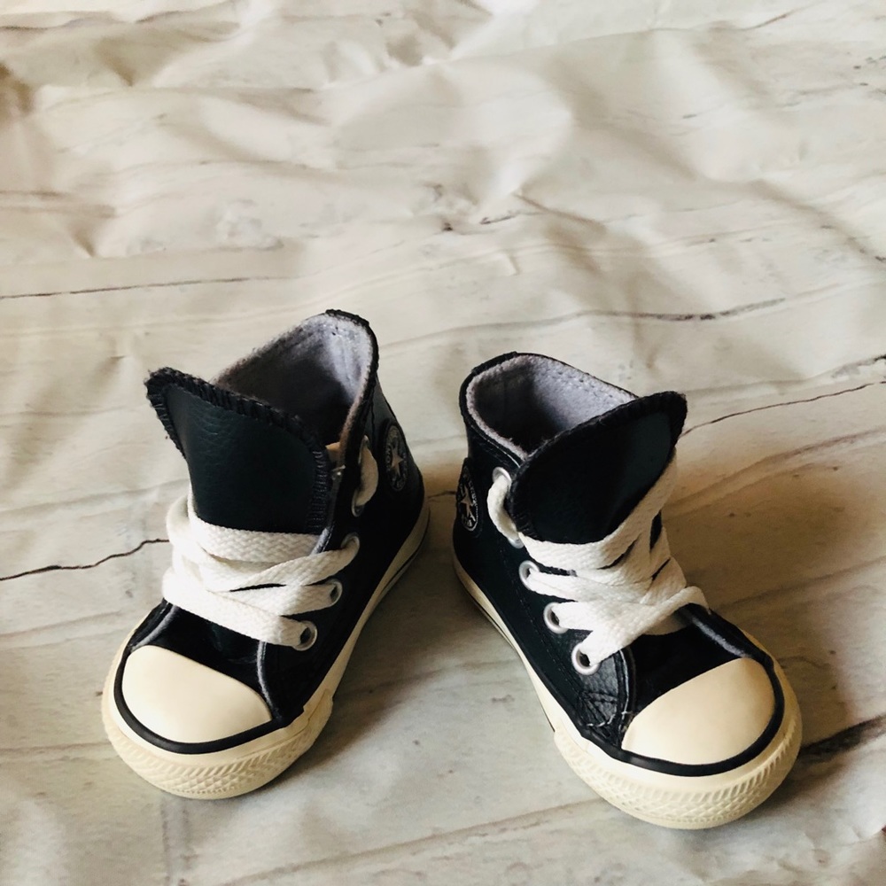 Converse infant leather high tops